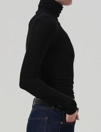 Caradene Rib Turtleneck, Black
