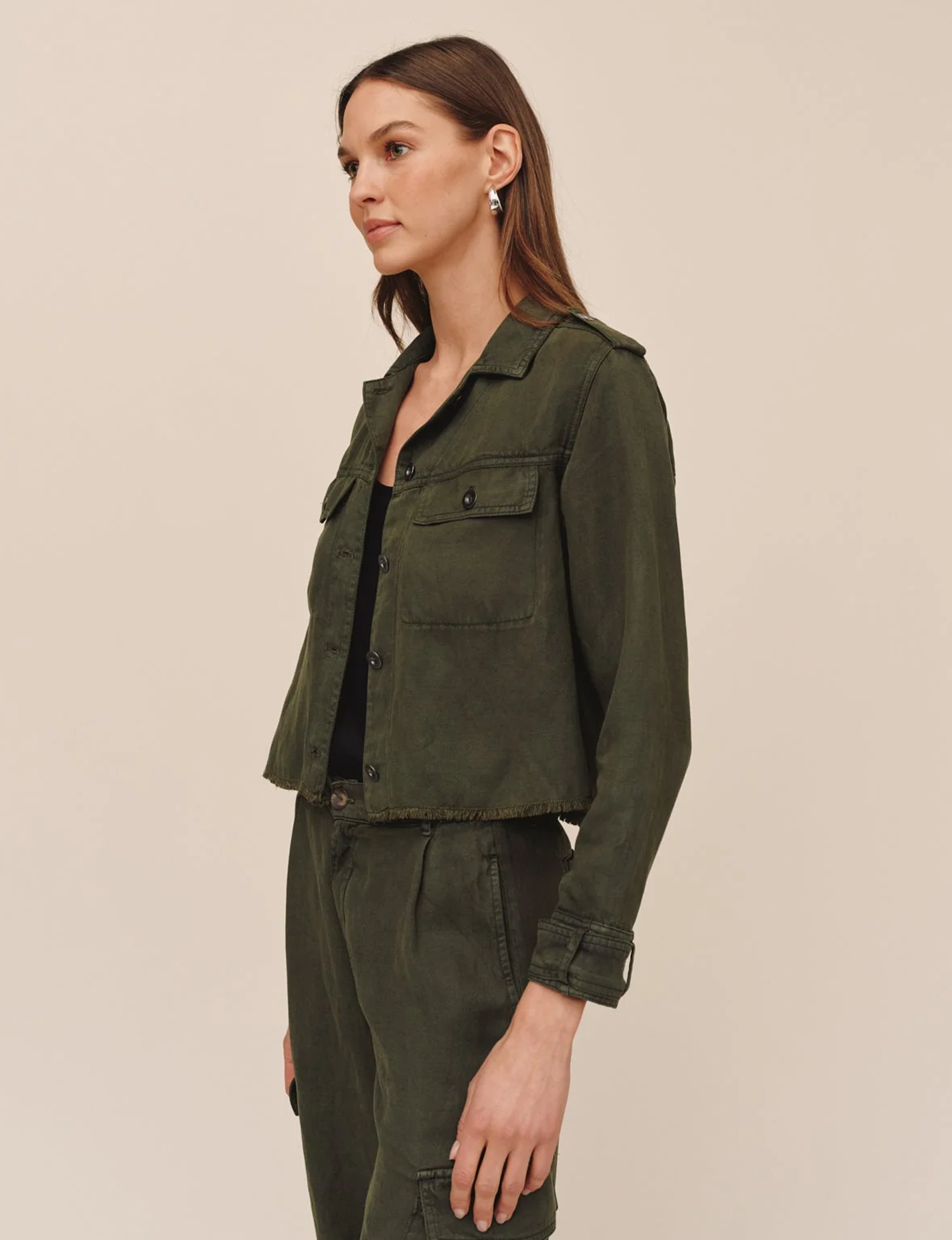 Cropped Utility Jacket, Smoked Olive
