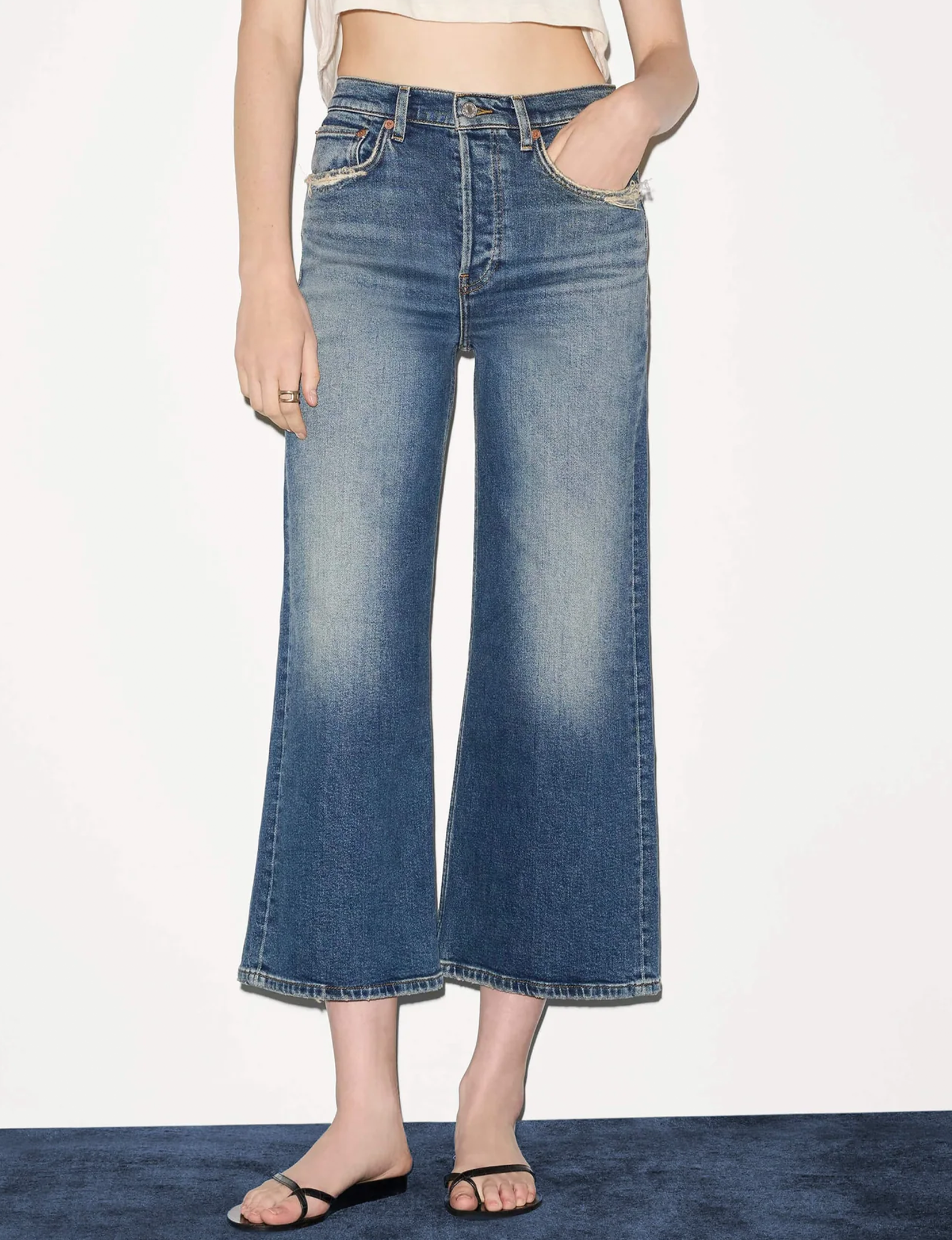 High Rise Wide Leg Crop, Sonoma Indigo