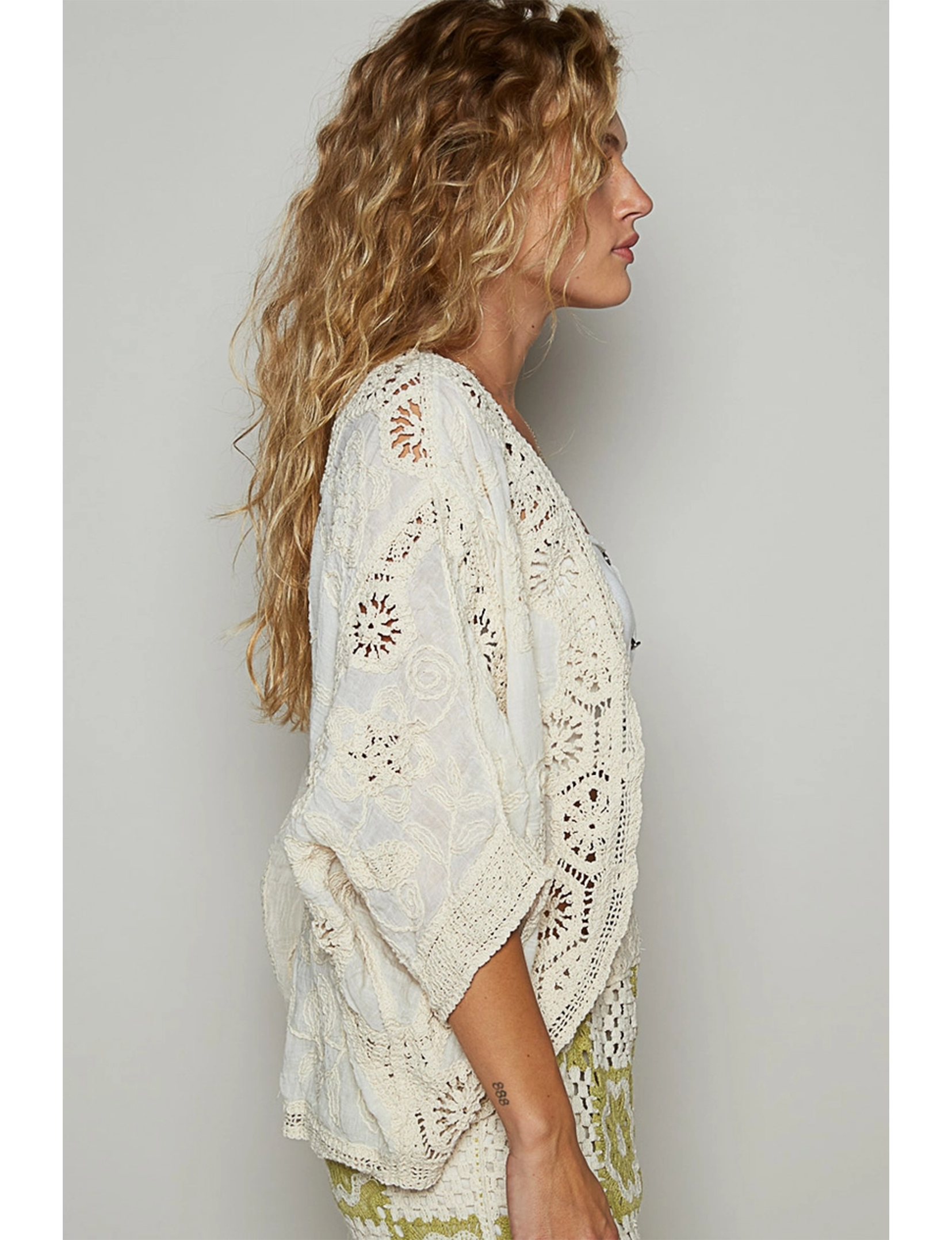 V-Neck Roomy Cardigan, Natural