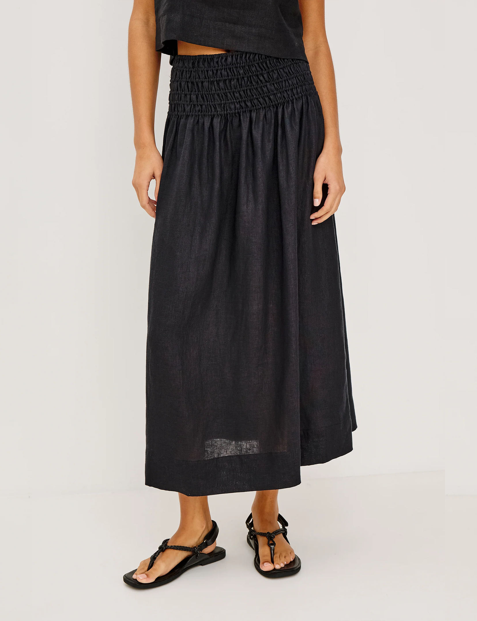 Alessa Skirt, Black Linen