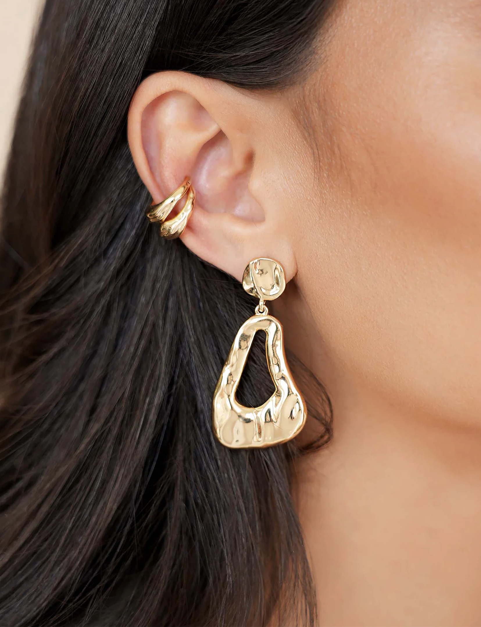 Molten Drop Earrings, Gold