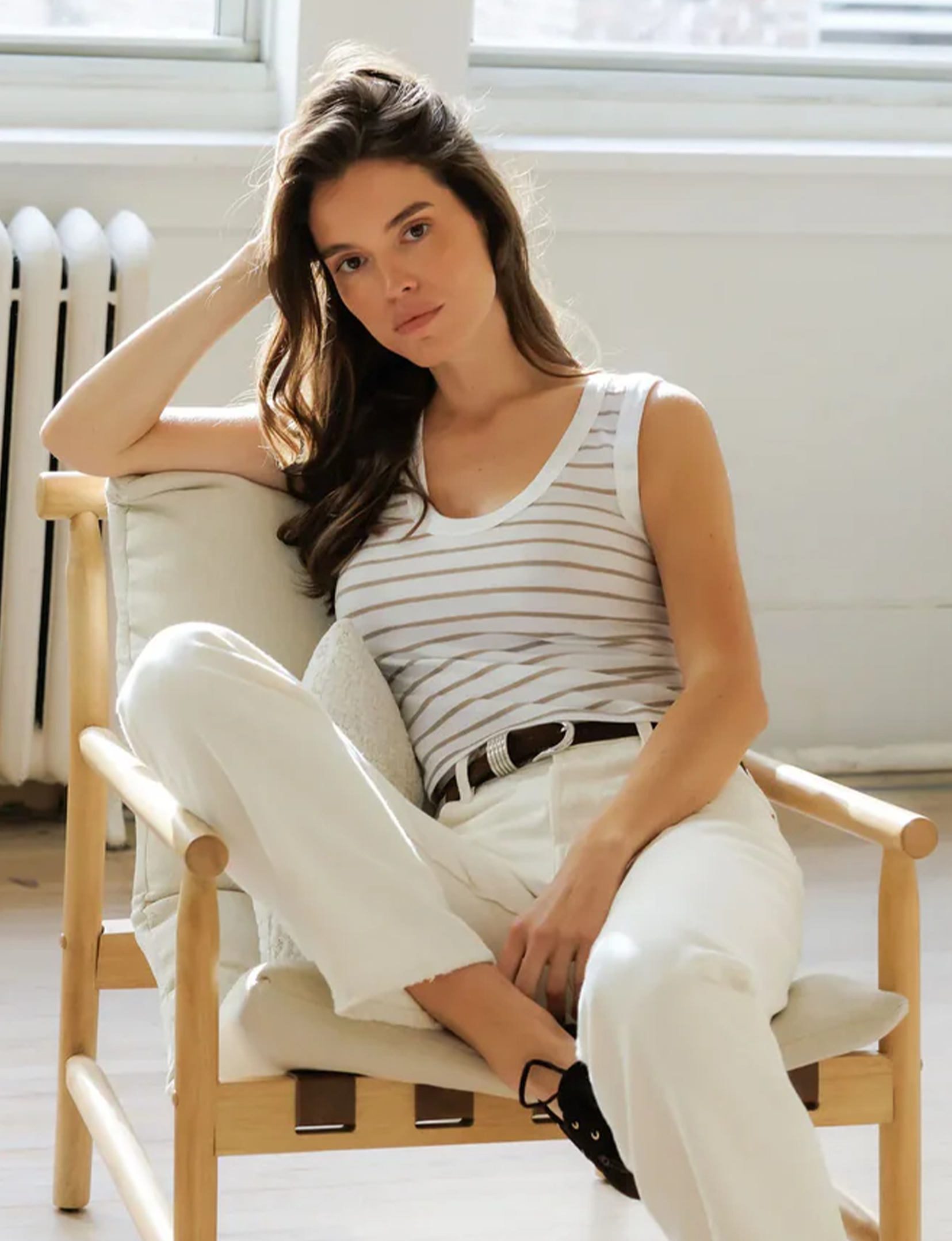 Khara Tank, Driftwood/White Stripe