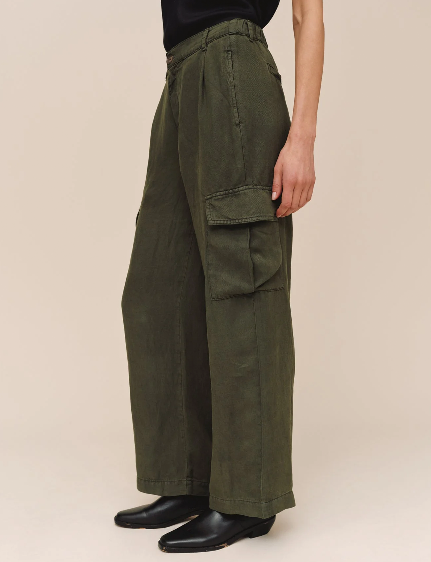 Wide Cargo Trouser, Smoked Olive