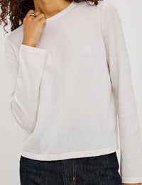 Cotton Cashmere LS Tee, White