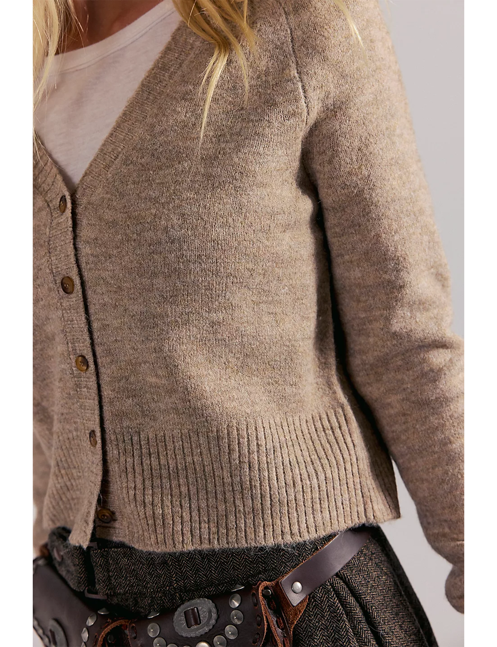 School Girl Cardi, Feather Grey Melange