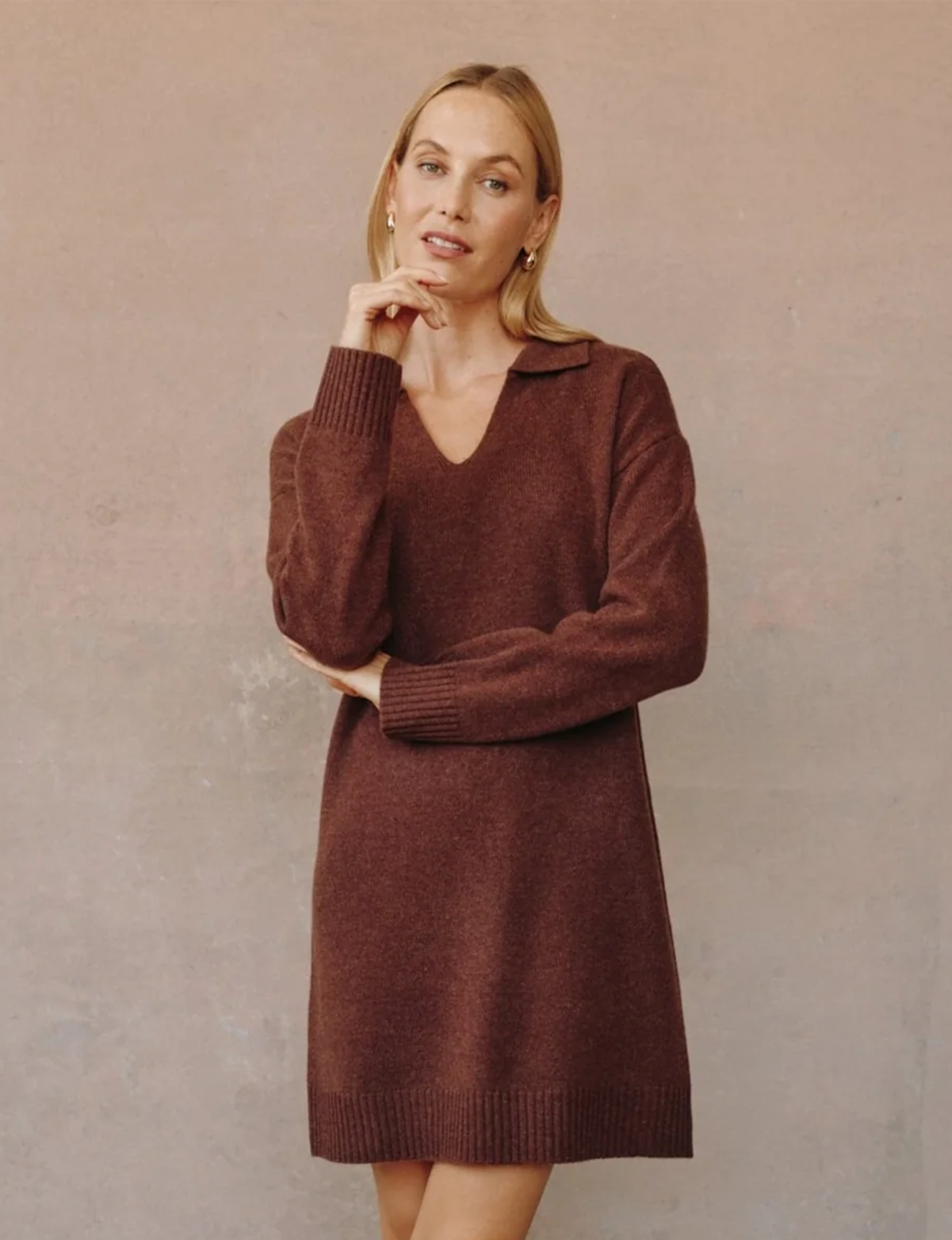 Pullover Sweater Dress, Red Oak