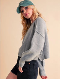 Regina Knit Sweater, Heather Grey