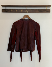 Cleo Bella Fringe Suede Jacket, Red