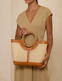Square Tote, Brown Leather