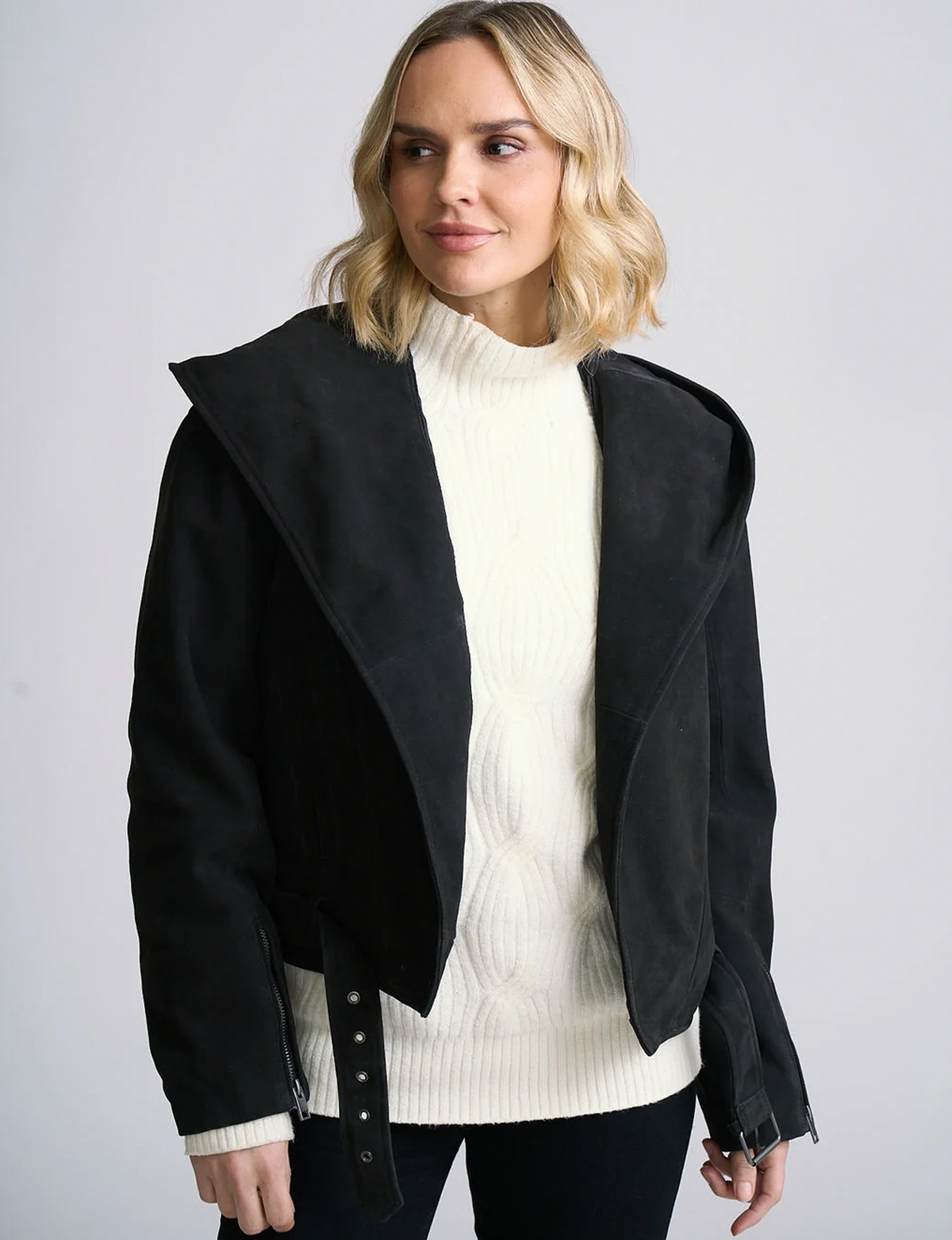 Anna Soft Suede Jacket, Black