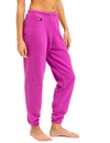 5 Stripe Womens Sweatpant, Magenta/Orange Yellow