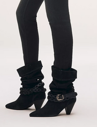 Bridget Belt Slouch Boot, Faded Black Suede
