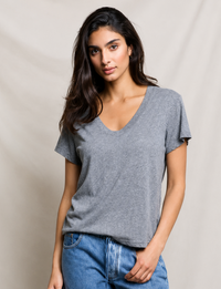 Hendrix V Neck Tee, Heather Grey