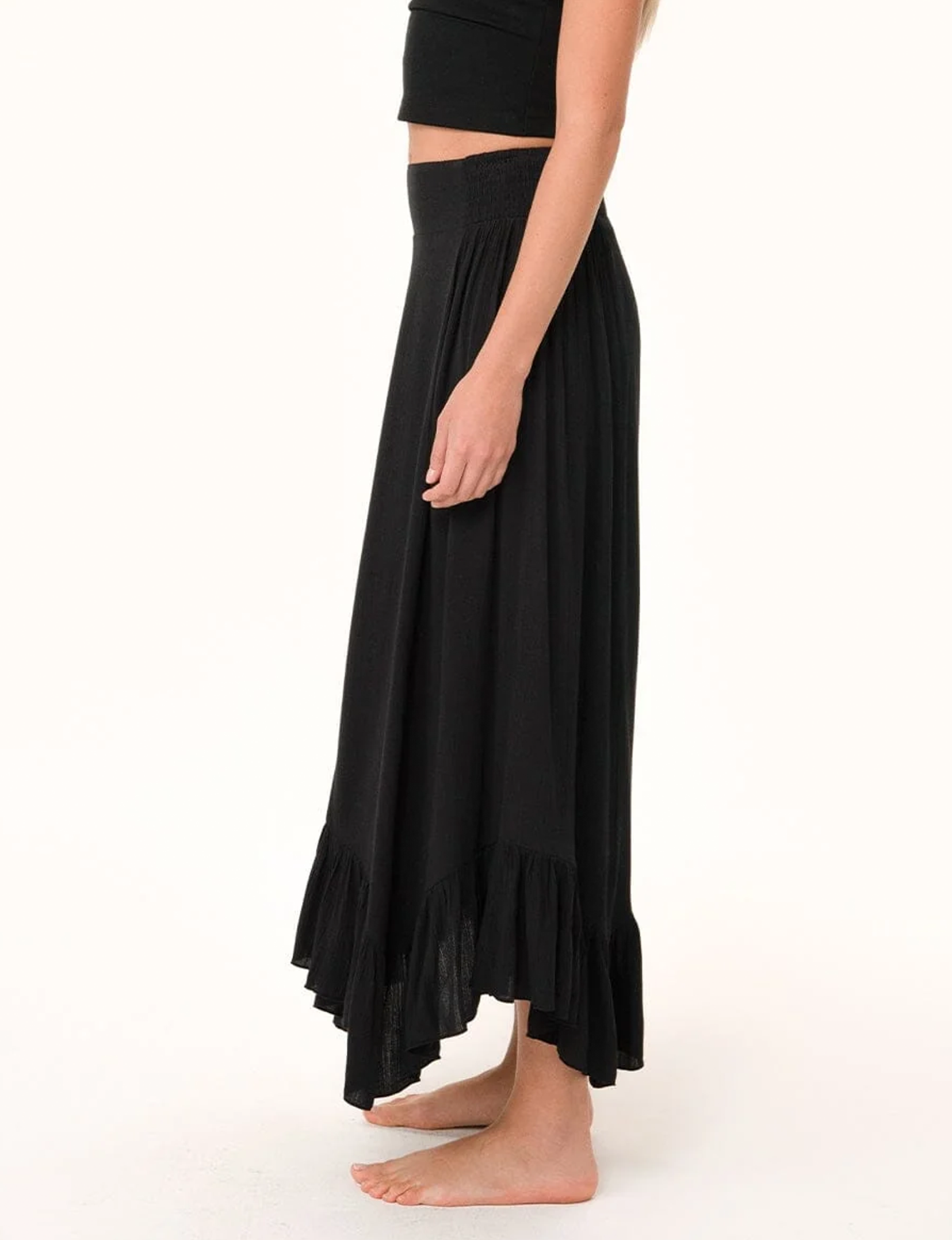 Bohemian Ruffle Skirt, Black