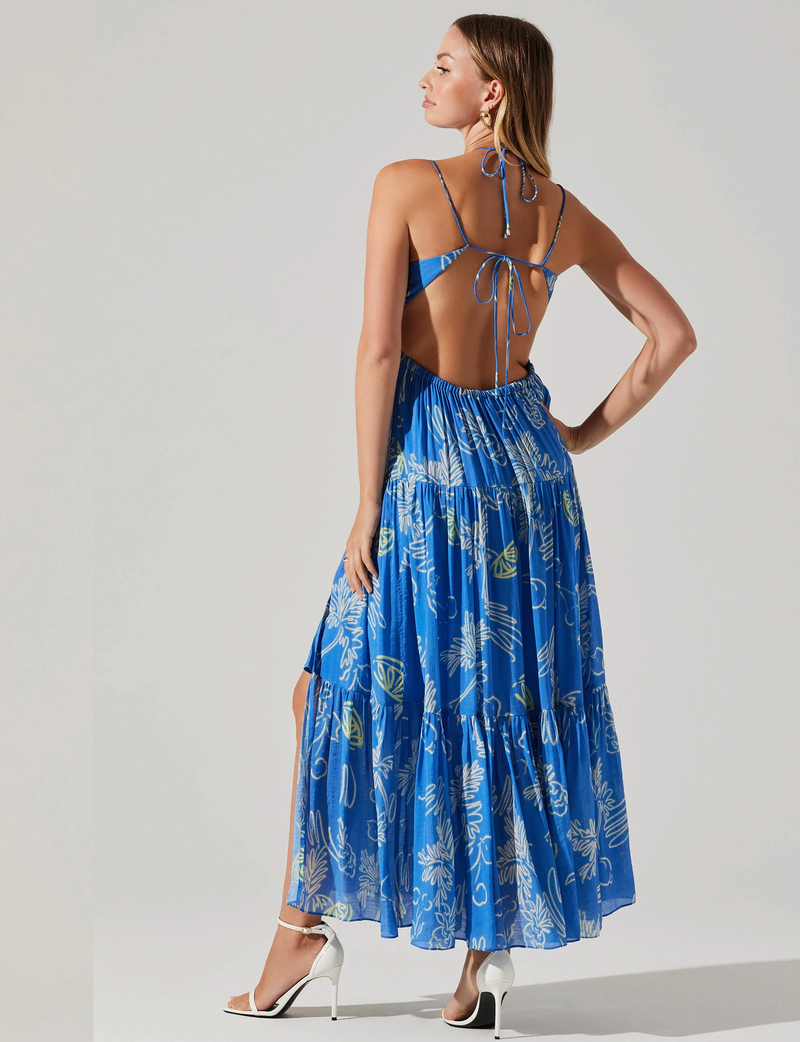 Cassini Tiered Maxi Dress, Blue Lemon