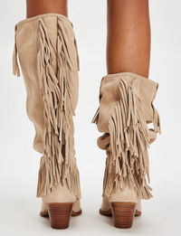Faith Fringe Western Boot, Shortbread Suede