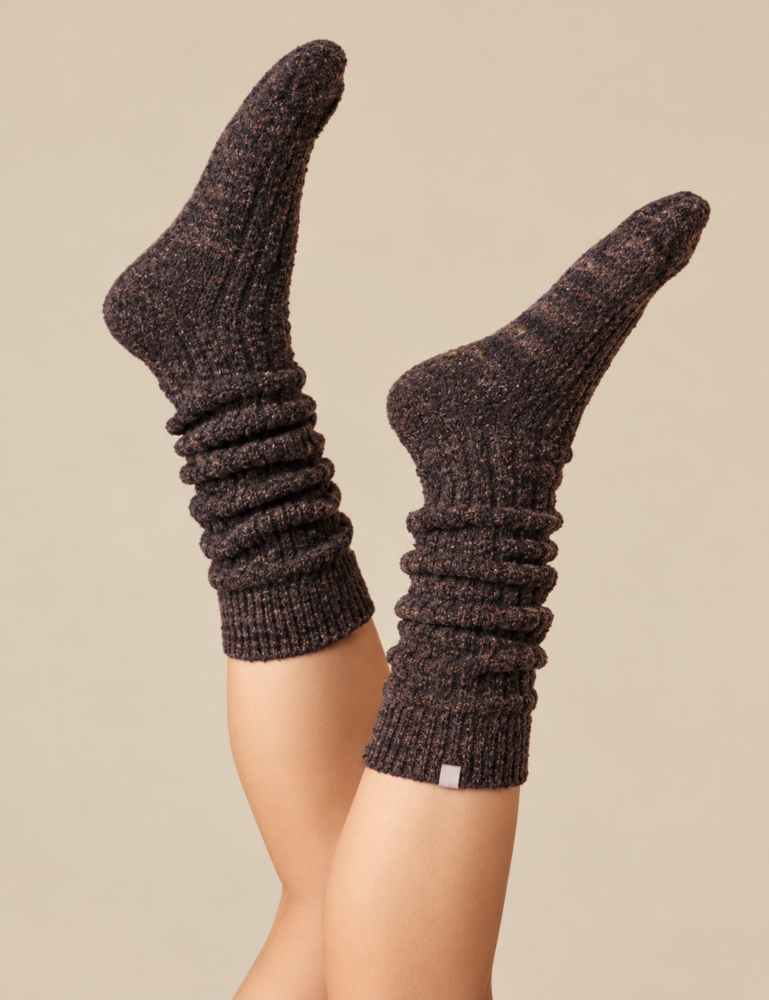 Slouchy Cozy Socks, Dark Heather Espresso