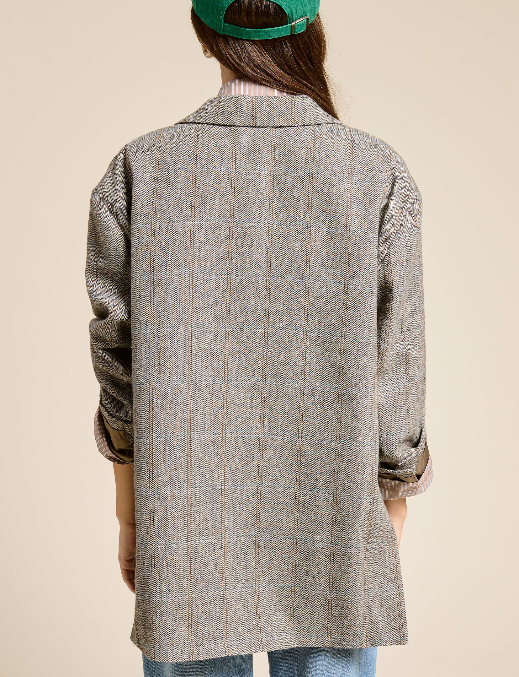 Oversized Boyfriend Blazer, Brown Plaid