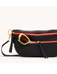 Charles Large Crossbody, Black/Brushed Gold
