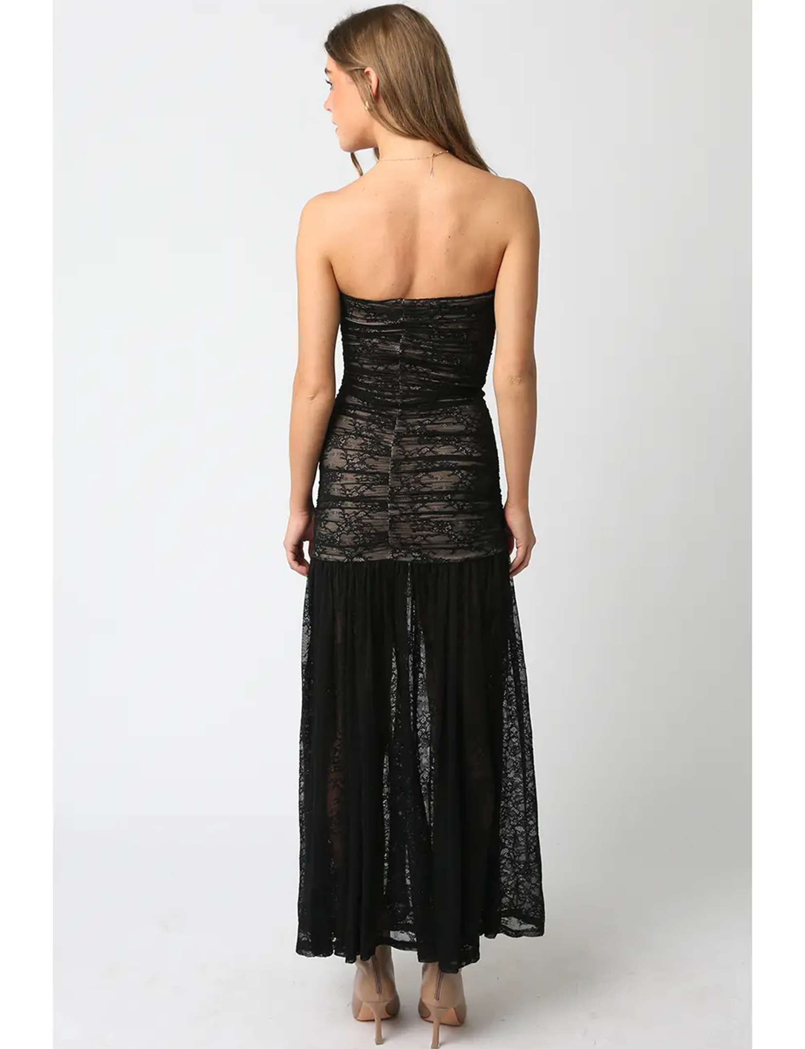 Jenna Lace Dress, Black/Nude