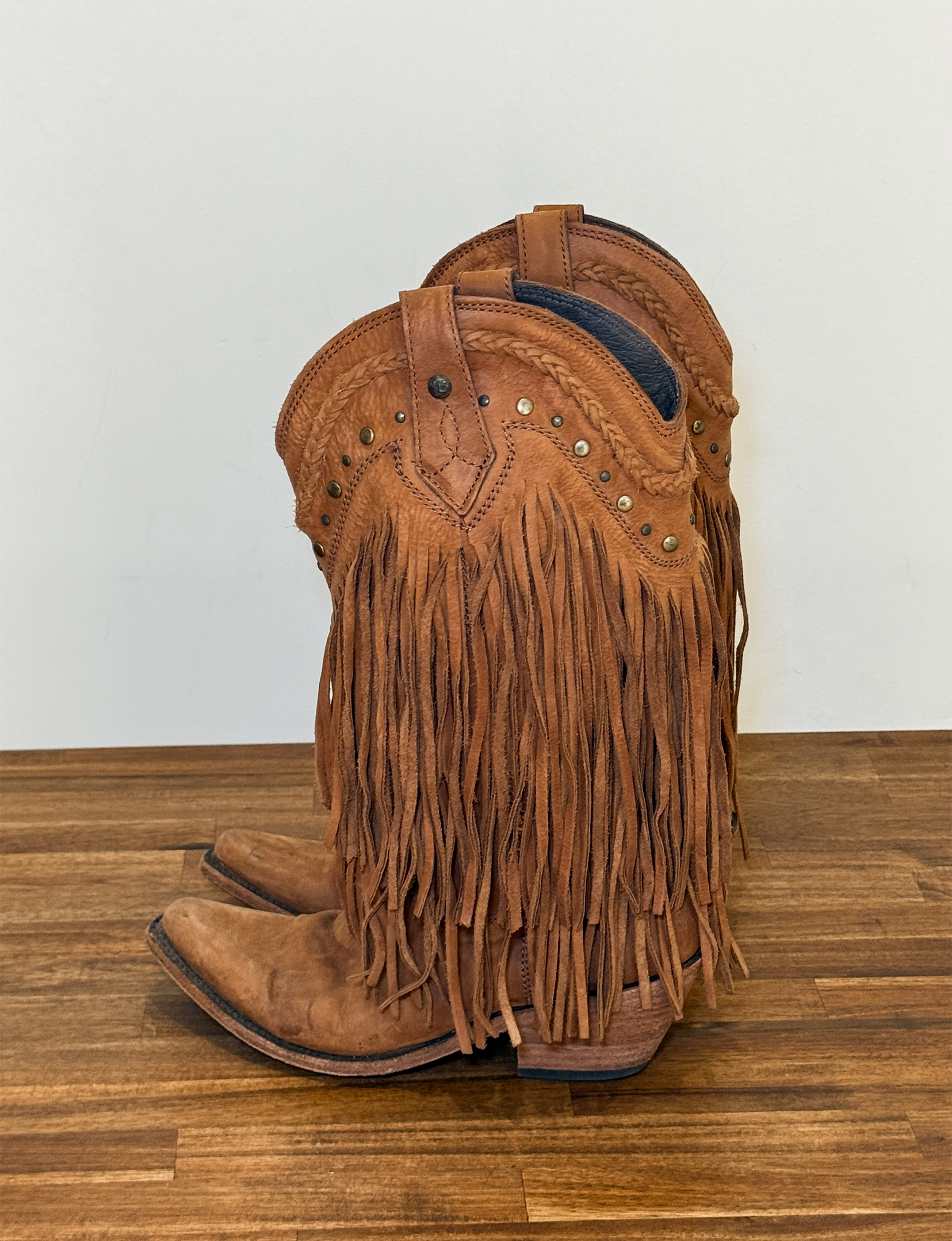 Tall Fringe Suede Boots, Camel