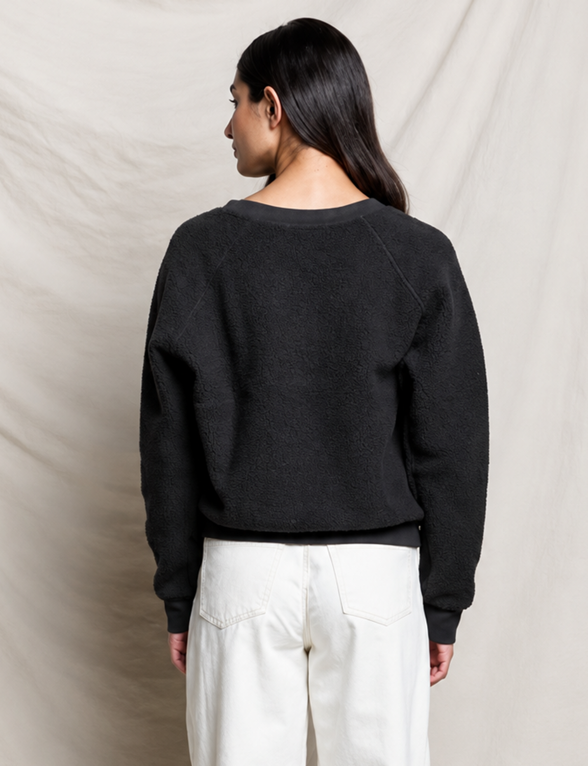 Zuri Reverse Fleece Sweatshirt, Vintage Black