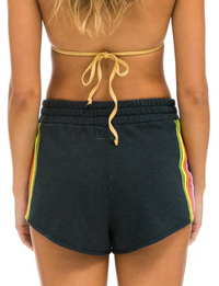 5 Stripe Women's Lounger Short, Charcoal/Pink Green