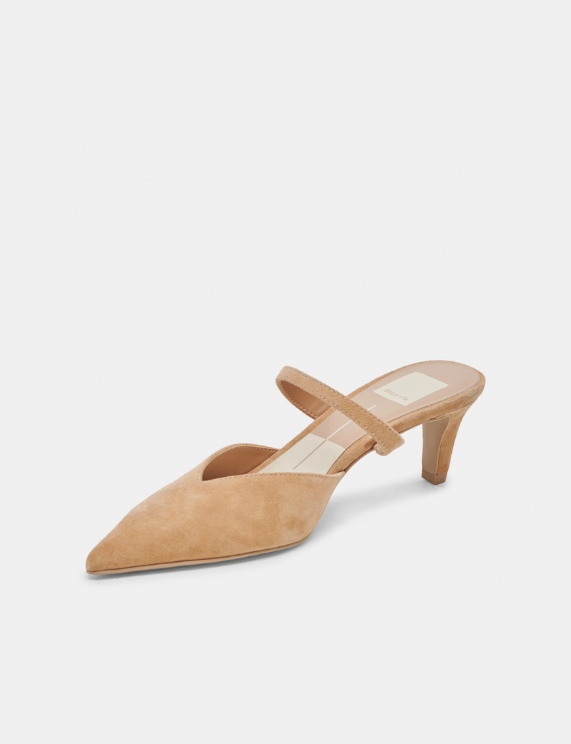 Kanika Mid Heels, Tan Suede