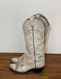 Tony Lama Style 7219 Cowboy Boots, Distressed White