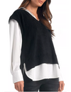 Longsleeve Sweater Shirt Combo, Black/White