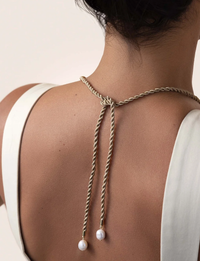 Nautical Pearl Necklace, Gold/Beige