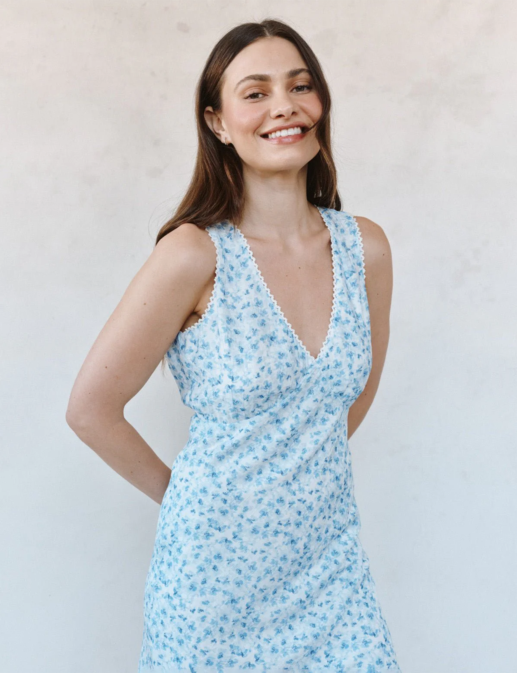 Fayden Maxi Dress, Blue Ditsy Floral
