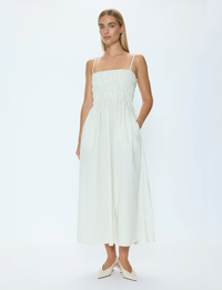 Bianca Dress, Sage Egret Stripe