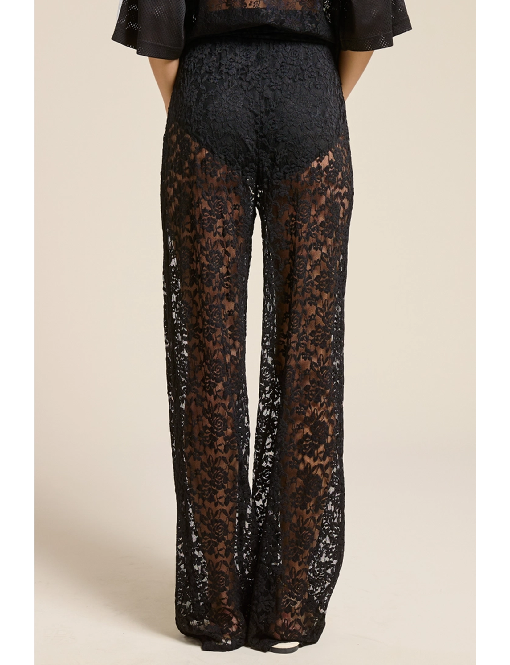 Sheer Lace Pants, Black