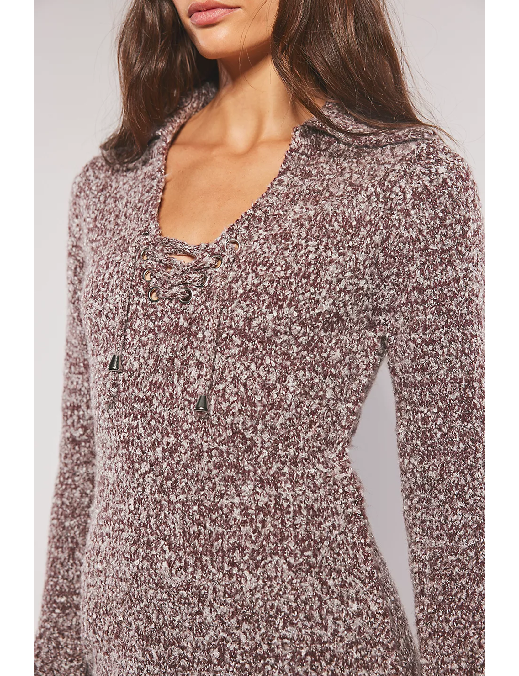 Milena Mini Sweater Dress, Chocolate Grape/Combo