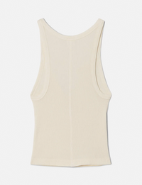 V Cut Ribbed Tank, Vintage Ivory