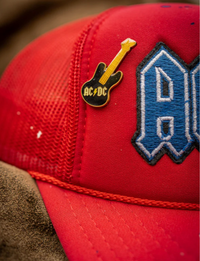 AC/DC Lightening Trucker Hat, Red