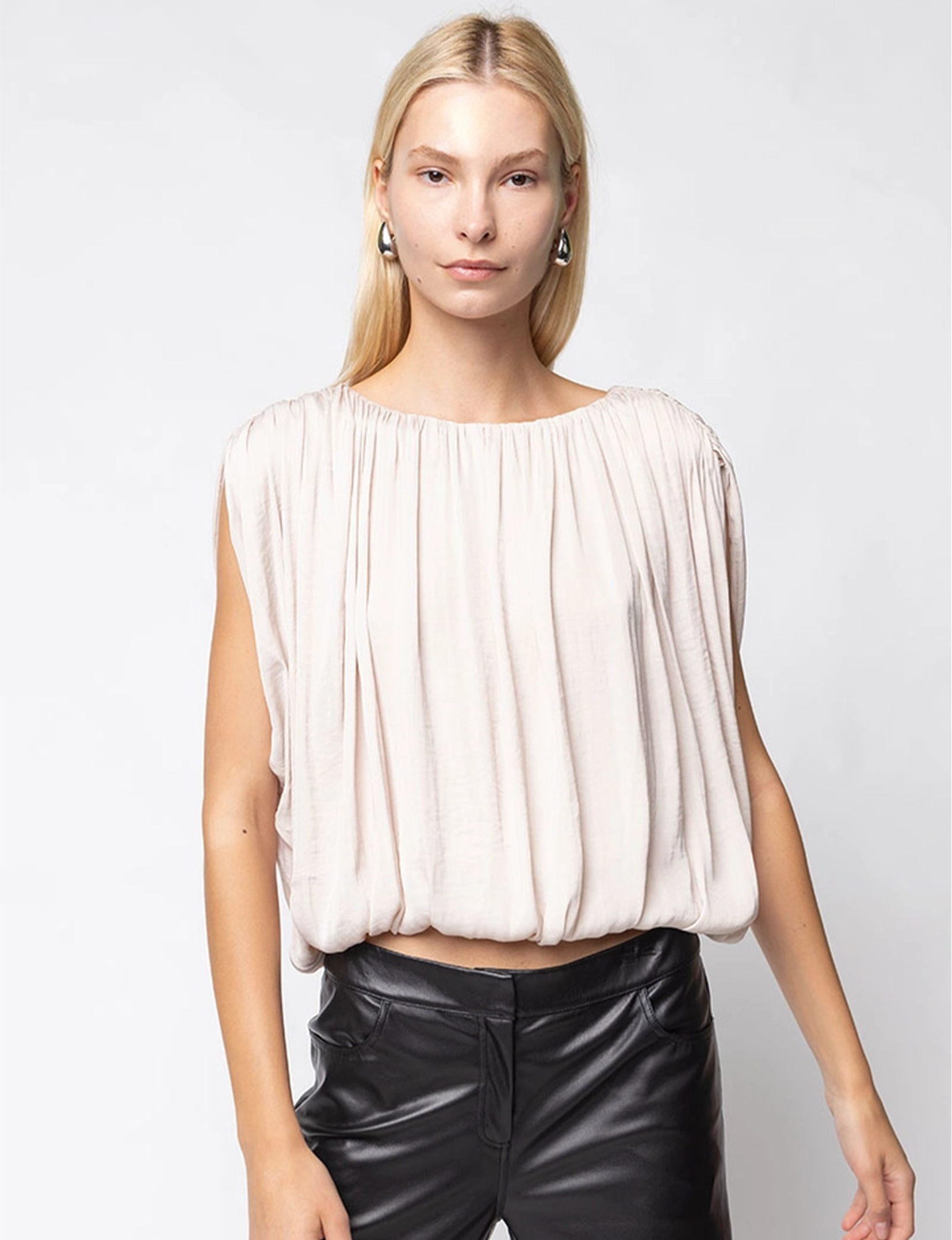 Grecian Drape Blouse, Papyrus