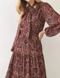 Western Presley Maxi Dress, Wine/Multi