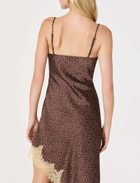 Kiersten Polka Dot Asymmetric Dress, Brown Polka