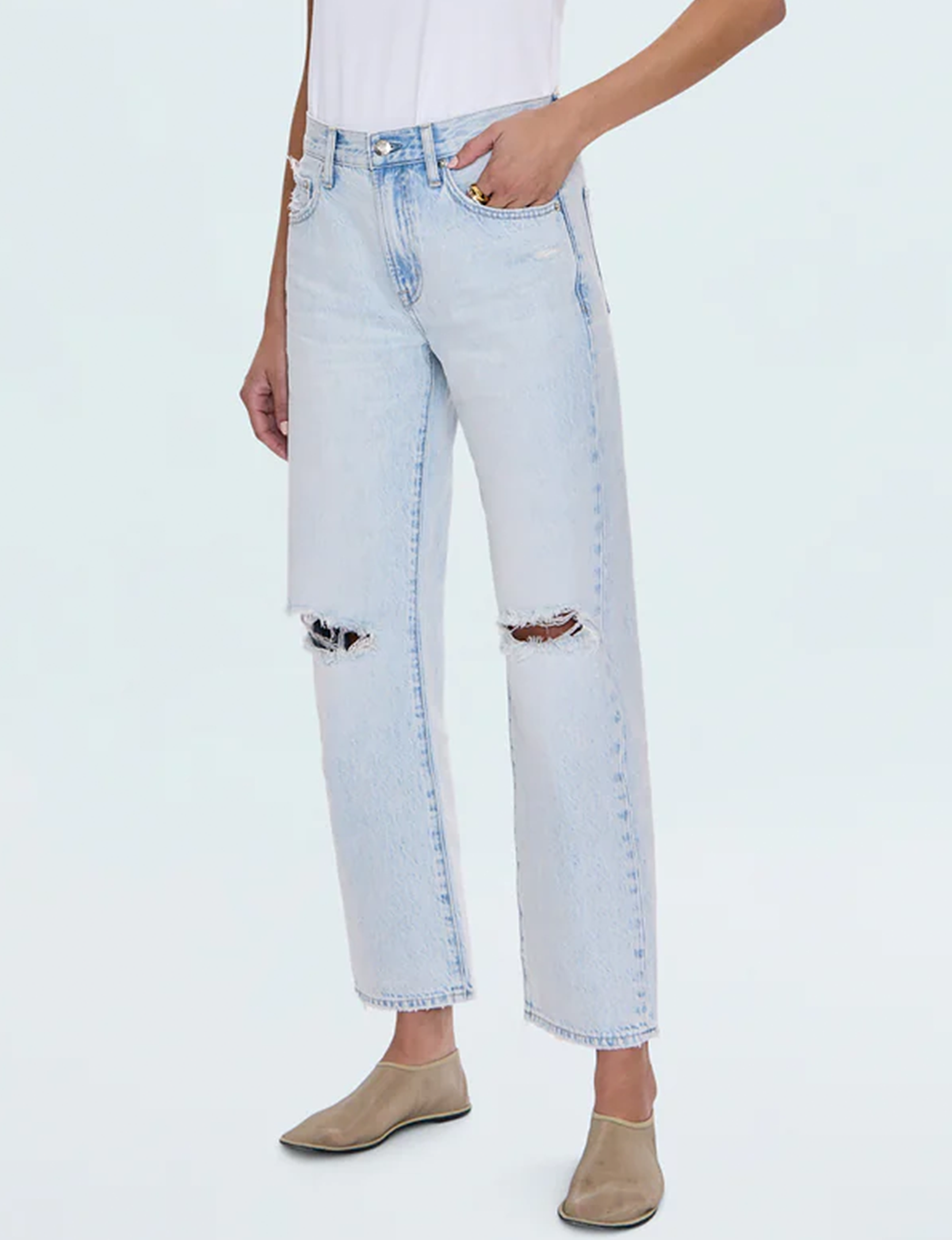 Lexi Relaxed Straight Jeans, Solstice Distressed