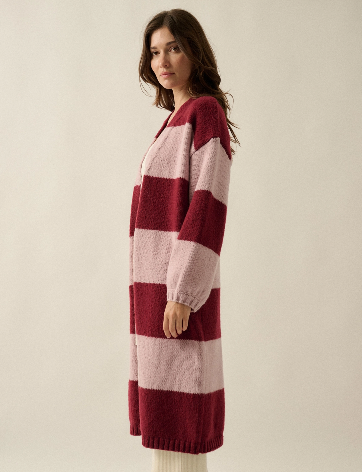 Colorblock Duster, Burgundy/Aubergine
