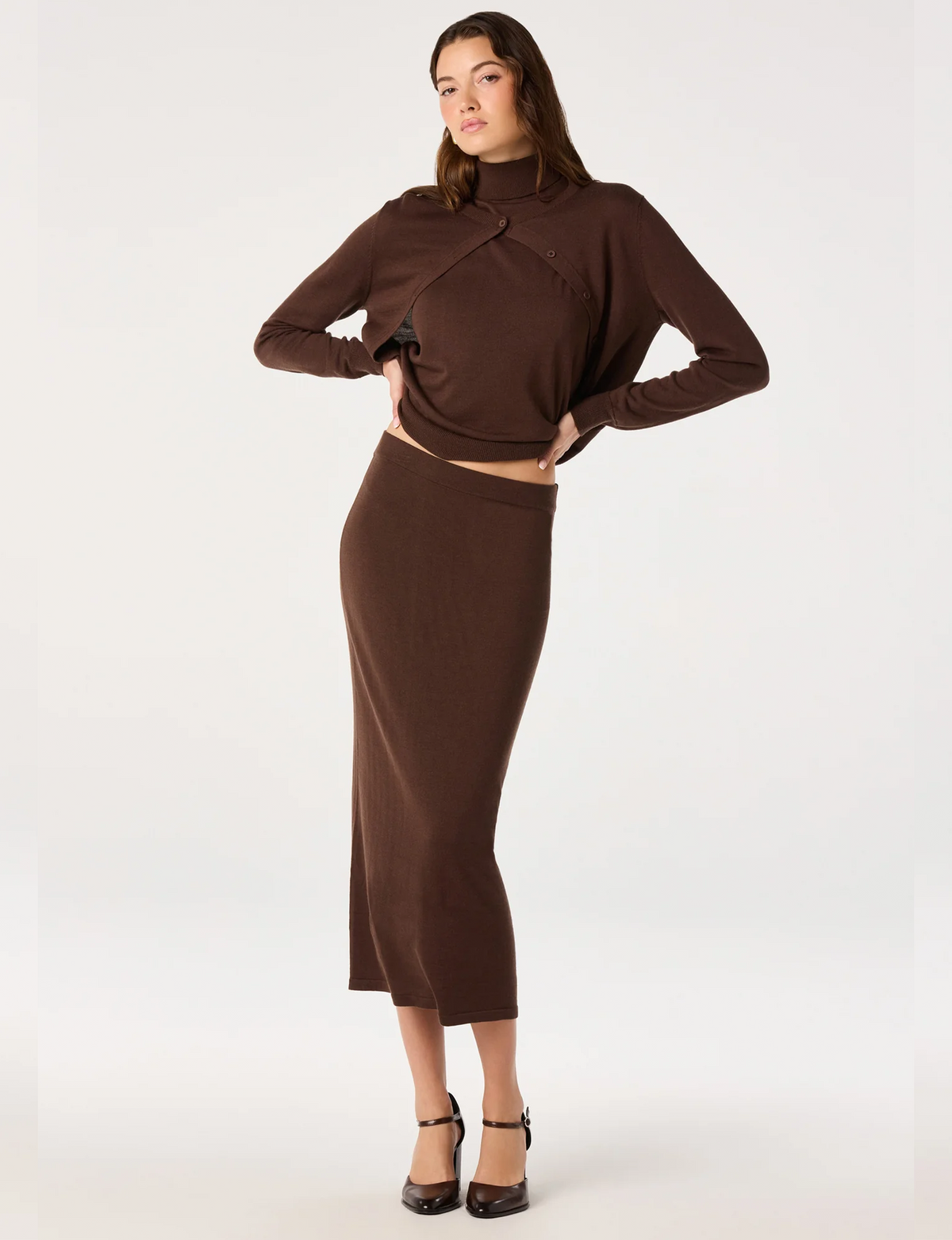 Deora Sweater Skirt, Brown