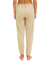 5 Stripe Womens Sweatpant, Sand/Pink Green