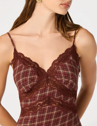 Carin Dress, Wine Plaid