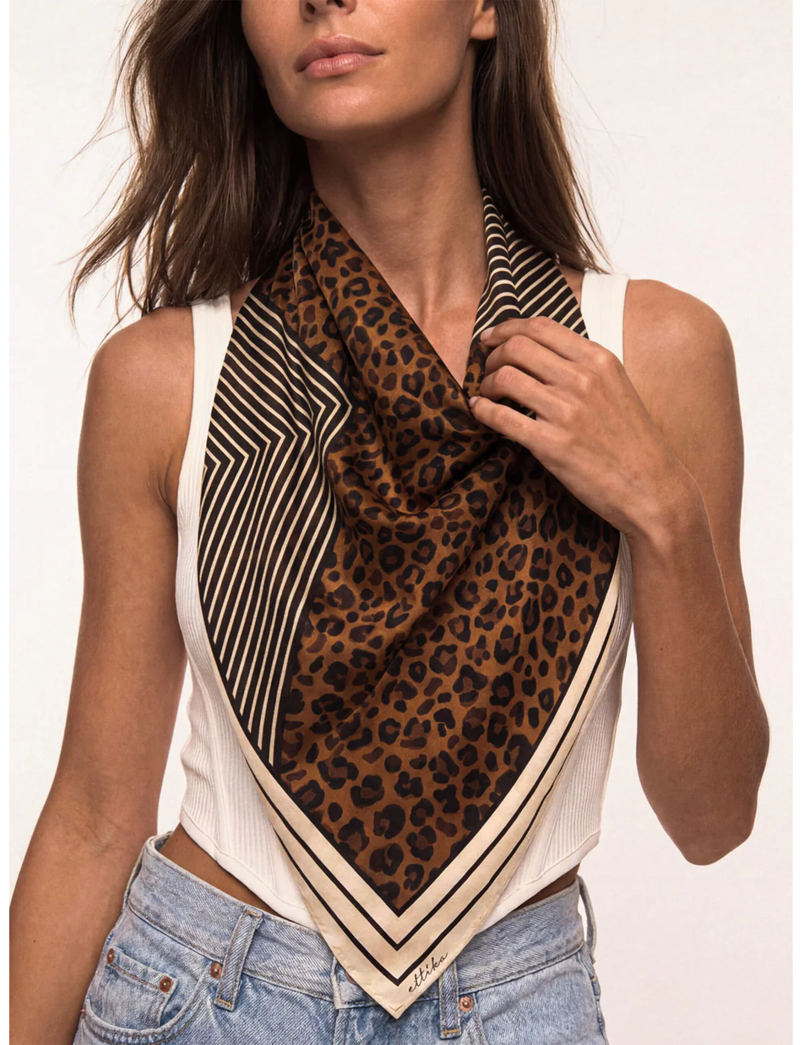 Leopard Stripe Scarf, Brown