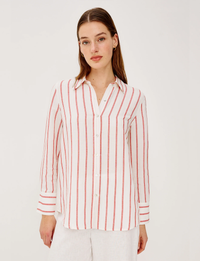 Knox Shirt, Scarlet/Ivory Stripe