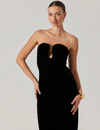 Arista Velvet Midi Dress, Black