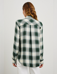 Hunter Plaid Flannel, Ivory/Olive Teal